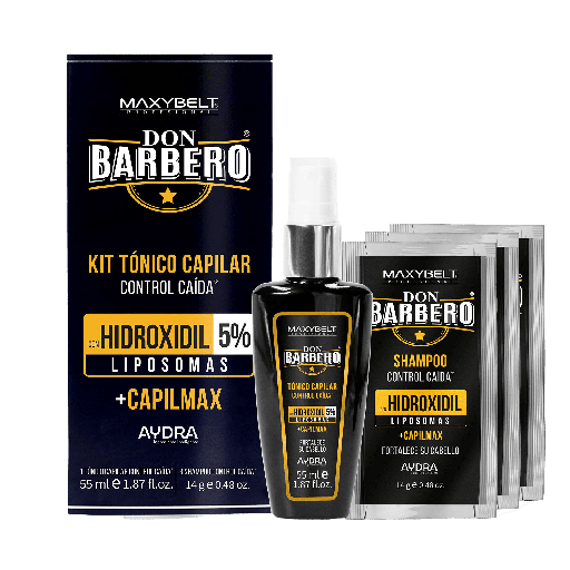 [08033750] KIT TONICO CAPILAR HIDROXIDIL LIPOSOMAS *55ML+3 UNDS SH.HIDROXIDIL*14ML DON BARBERO